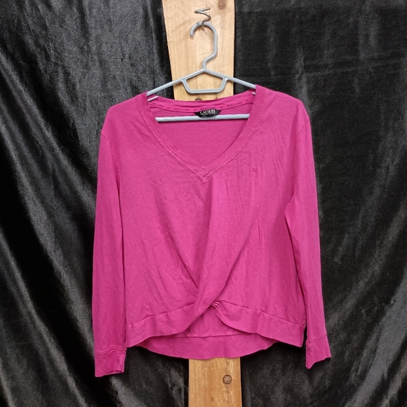 Chic Pink 3/4 Sleeve Wrap Blouse - Picture 1 of 8